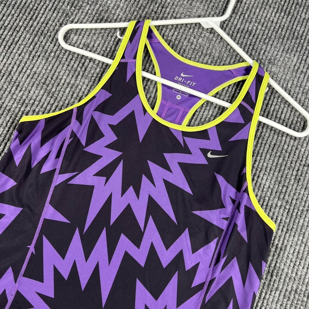 Nike Dri Fit Tank Top Shirt Womens Medium Purple Geometric Sleeveless Workout